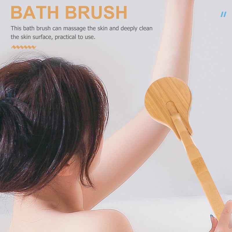 Natural Boar Bristle Bath Brush Detachable Handle Round Head Back Scrubber for Elderly - Image 5