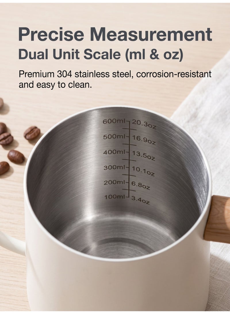 nihao Stainless Steel Hand Brewing Pot Hand Brewing Coffee Pot Narrow Mouth Pot Coffee Utensil Hand Brewing Pot 600 Ml- White - Image 2