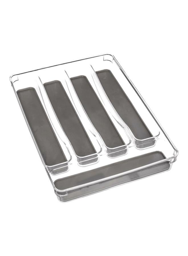 Five Simply Smart Tidy 5-Compartment High Quality SpSaving Cutlery Storage Tray Dark Grey and Clear - Image 1