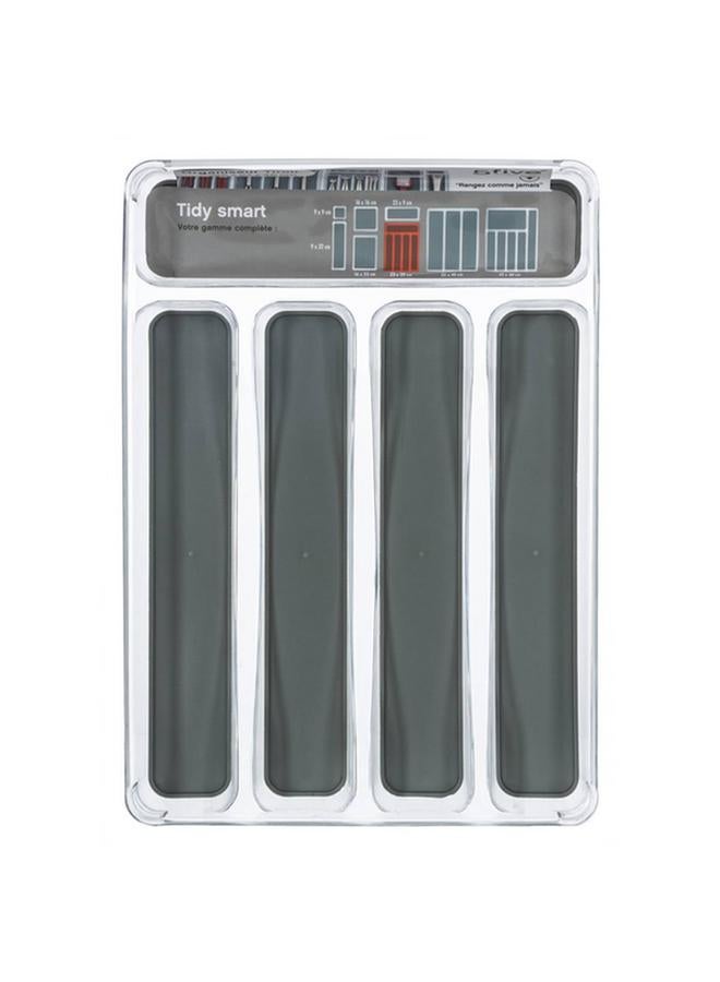 Five Simply Smart Tidy 5-Compartment High Quality SpSaving Cutlery Storage Tray Dark Grey and Clear - Image 2