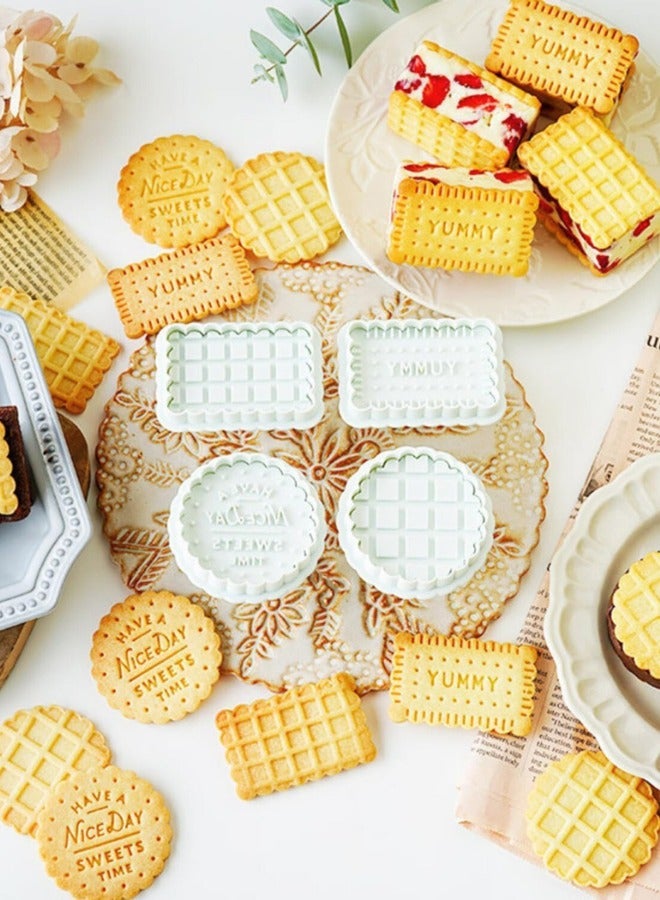 تشيس اب قوالب بسكويت مكونة من 4 قطع، قاطع بسكويت كلاسيكي ثلاثي الأبعاد مع ختم مكبس، قوالب بسكويت بسكويت ممتعة للحلوى والخبز والكعك والمعجنات - Image 2