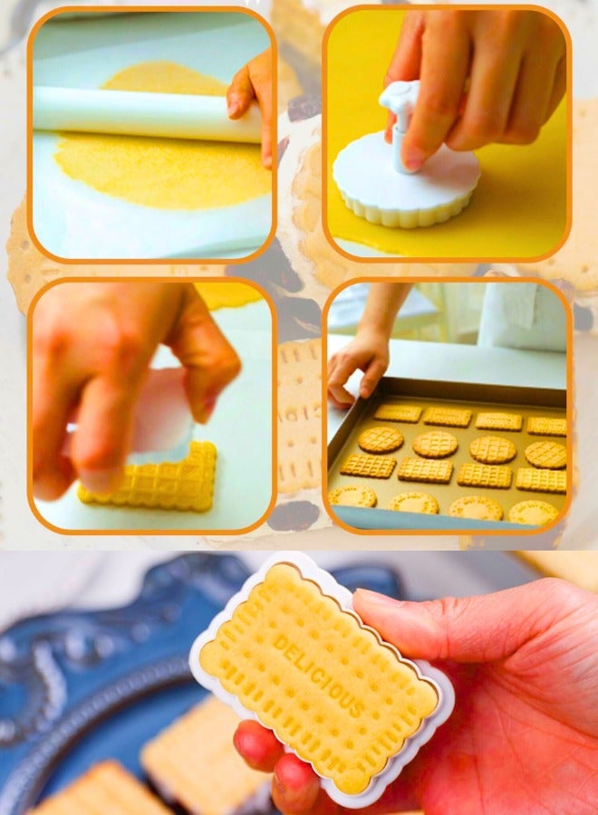 تشيس اب قوالب بسكويت مكونة من 4 قطع، قاطع بسكويت كلاسيكي ثلاثي الأبعاد مع ختم مكبس، قوالب بسكويت بسكويت ممتعة للحلوى والخبز والكعك والمعجنات - Image 3