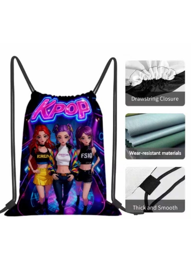 كيبوب مجموعة هدايا كيبوب - 3 سلاسل مفاتيح + كوب قهوة وردي + حقيبة ظهر برباط - مجموعة هدايا رائعة لمحبي أنمي كيبوب، تضم ميرا، رومي، وزوي - هدية عيد ميلاد للأطفال، بنين وبنات - Image 3