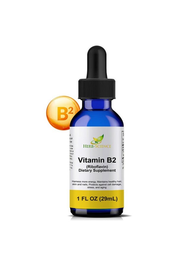 Herb-Science Vitamin B2 Supplement - Riboflavin Drops Liquid Extract - for Headache Relief, Natural Energy - Support for Hair, Skin, Nail Health,Collagen Production - Non-Alcoholic - 1 Fl.oz. - Image 1
