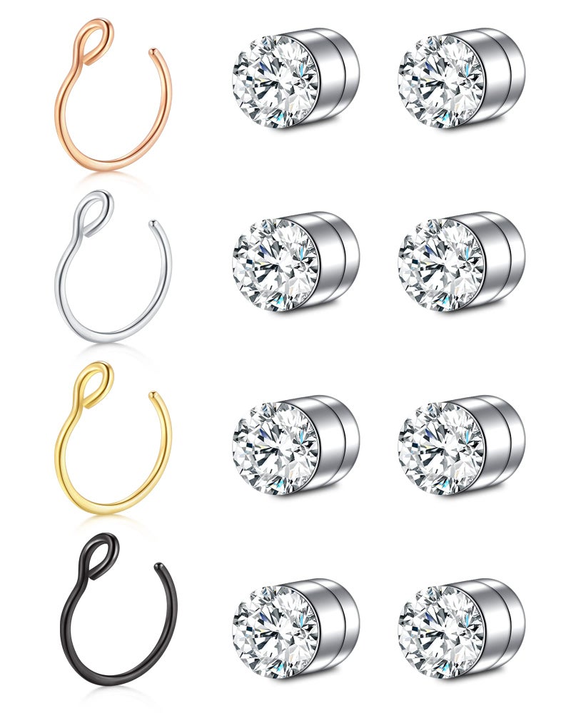 Longita Fake Nose Piercing Ring, Nose Hoop Clip on Faux Nose Rings for Women Fake Lip Ring Fake Earring Stud - Image 1