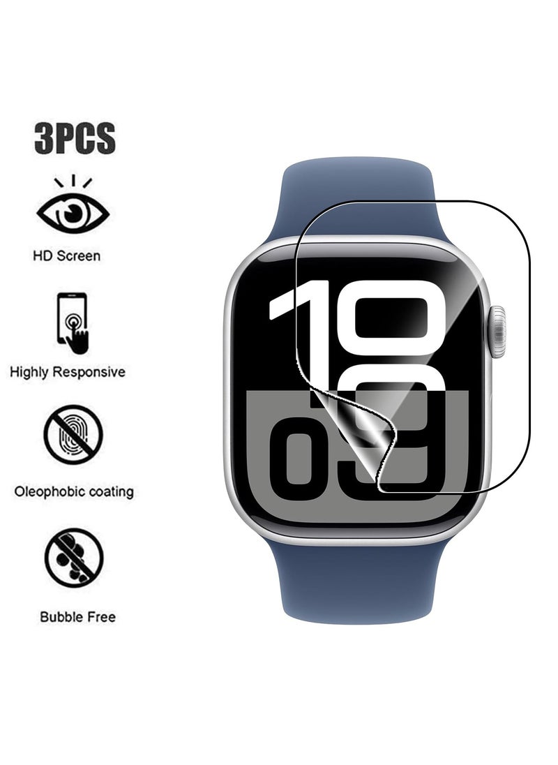 3 Pack Screen Protector for Apple Watch Series 10 46mm Flexible TPU Full Coverage 3D Curved Screen Film for Apple Watch Series 10 46mm  - Image 3