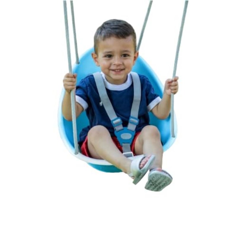 Swurfer Coconut - Your Child's First Swing with Blister Free Rope and 3-Point Safety Harness - Indoor and Outdoor - Swing for Babies and Toddlers - Ages 9 + Months - Up to 50 lbs, Blue - Image 1