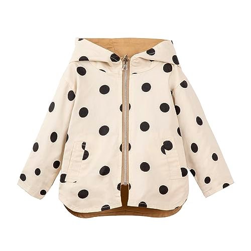 Mud Kingdom Cute Toddler Girls Hooded Jacket Reversable Full Zipper Outerwear Khaki 4T - Image 1