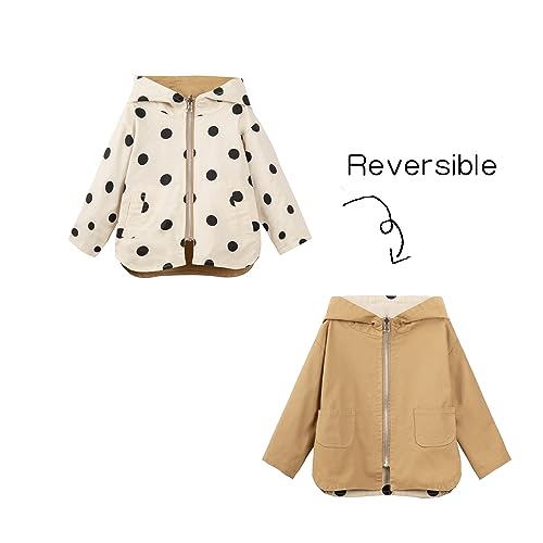 Mud Kingdom Cute Toddler Girls Hooded Jacket Reversable Full Zipper Outerwear Khaki 4T - Image 5