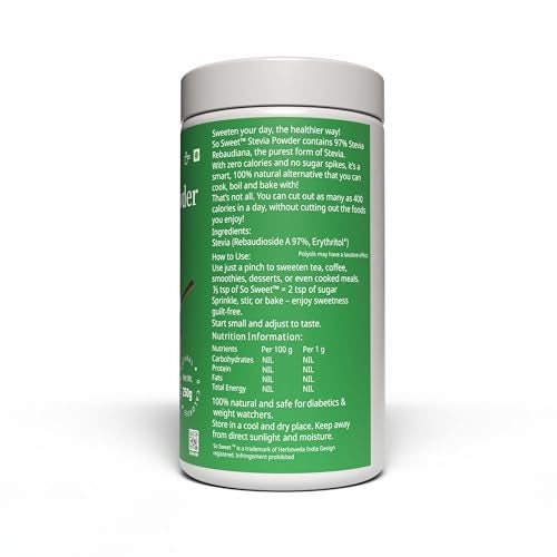 So Sweet Stevia Powder Sugar Free Natural Zero Calorie Sweetener - 1250gms (Pack of 05) (250Gm Each) - Image 3