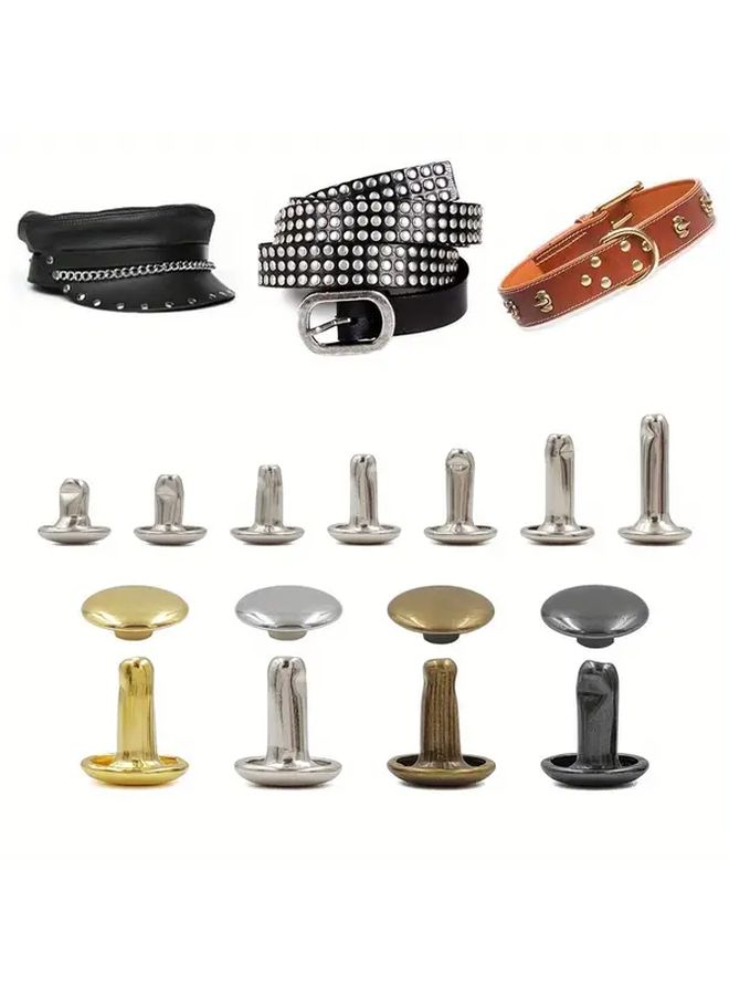 Double Cap Rivets 80 Sets Mix 4 Colors 8x10mm for Leather Craft Bags Belts Hats - Image 1