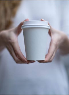 Generic 100 Pack 12 oz White Disposable Paper Coffee Cups for Hot and Express Beverages, Tea, Coffee, Latte, and Hot Chocolate  - Image 4