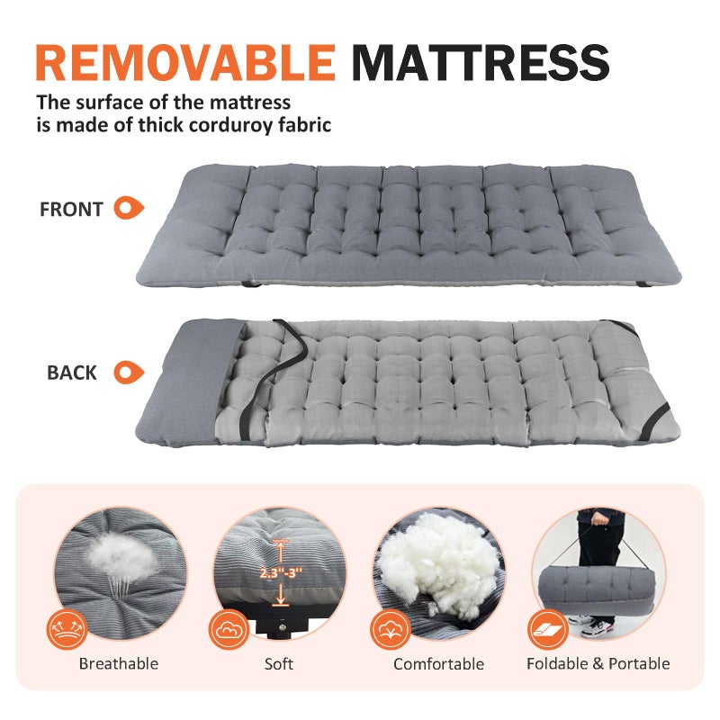 ATORPOK Camping Cot for Adults with Cushion Comfortable, Portable Folding Bed for Sleeping Supports 450 lbs (Gray) - Image 5