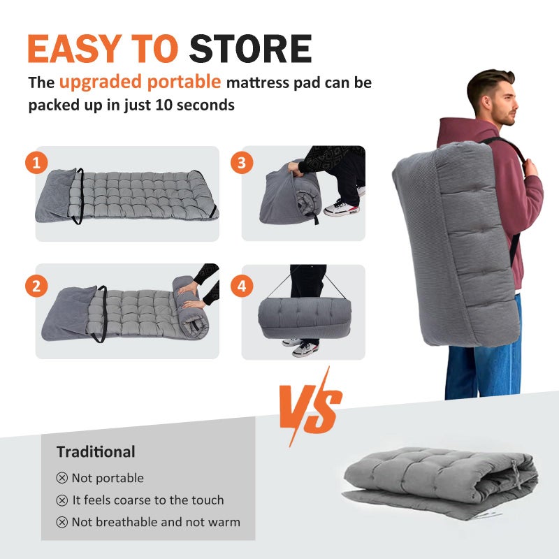 ATORPOK Camping Cot for Adults with Cushion Comfortable, Portable Folding Bed for Sleeping Supports 450 lbs (Gray) - Image 3