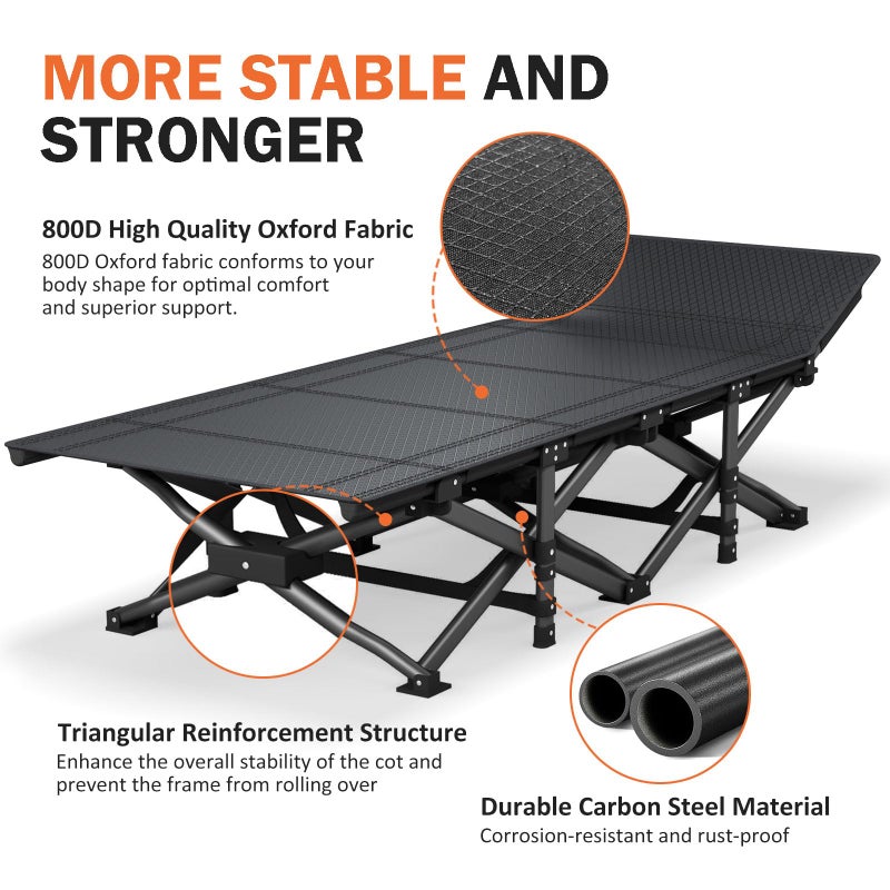ATORPOK Camping Cot for Adults with Cushion Comfortable, Portable Folding Bed for Sleeping Supports 450 lbs (Gray) - Image 4