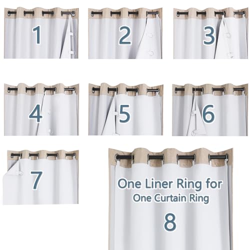 Chyhomenyc 2 Panels 100% Blackout Curtain Liners, 100% Darkening Thermal Insulated Blackout Liner for 84 Inch Curtains, Each 50" Wx80 L, 2 Liners Per Set with 17 Pieces Rings - Image 2