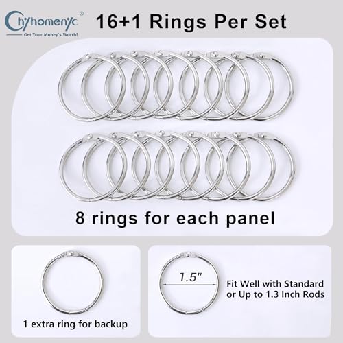Chyhomenyc 2 Panels 100% Blackout Curtain Liners, 100% Darkening Thermal Insulated Blackout Liner for 84 Inch Curtains, Each 50" Wx80 L, 2 Liners Per Set with 17 Pieces Rings - Image 3