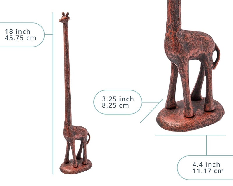 Comfify Giraffe Paper Towel Holder for Kitchen or Decorative Toilet Paper Stand for Bathroom - Unique Antique, Vintage, Whimsical Animal Design Roll Dispenser for Home Decor - Copper with Black - Image 3