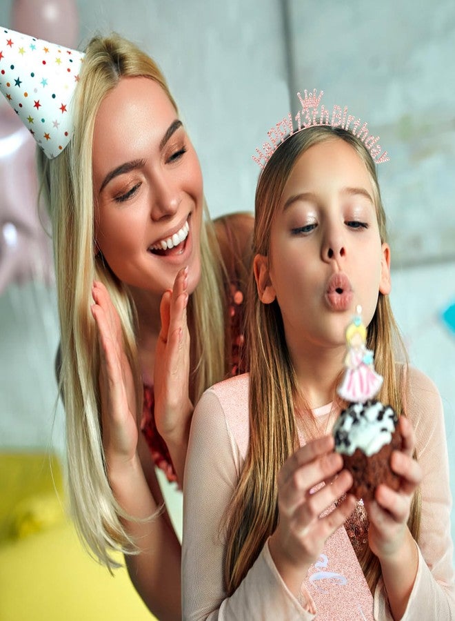 Atoden 13th Birthday Decorations for Girls Official Teenager Sash 13 Year Old Tiara Crown Headbands Thirteen Hair Band Happy 13th Birthday Gifts for Girls Rose Gold - Image 2