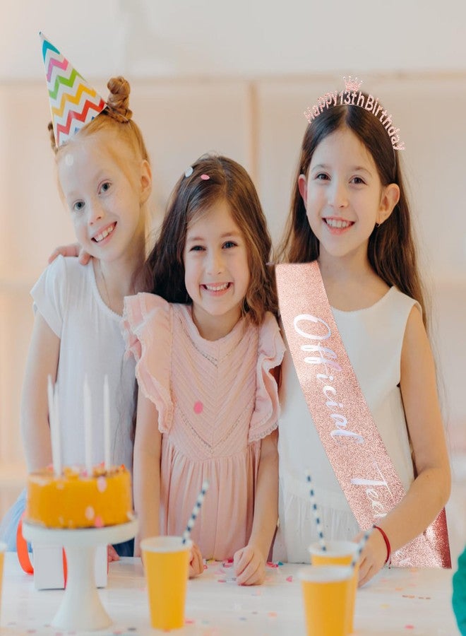 Atoden 13th Birthday Decorations for Girls Official Teenager Sash 13 Year Old Tiara Crown Headbands Thirteen Hair Band Happy 13th Birthday Gifts for Girls Rose Gold - Image 4