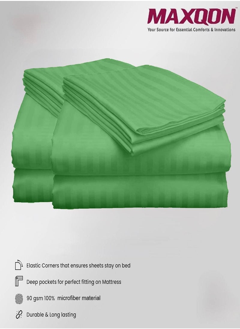 MAXQON 2-Set Fitted Bed Sheets +  Pillow Covers, King/Queen/Double/Single Sizes, Color Green  - Image 1