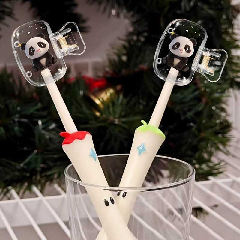 2pcs Cute Panda Toothbrush Holder Set Portable Protective Cover for Home Travel Use - Image 4