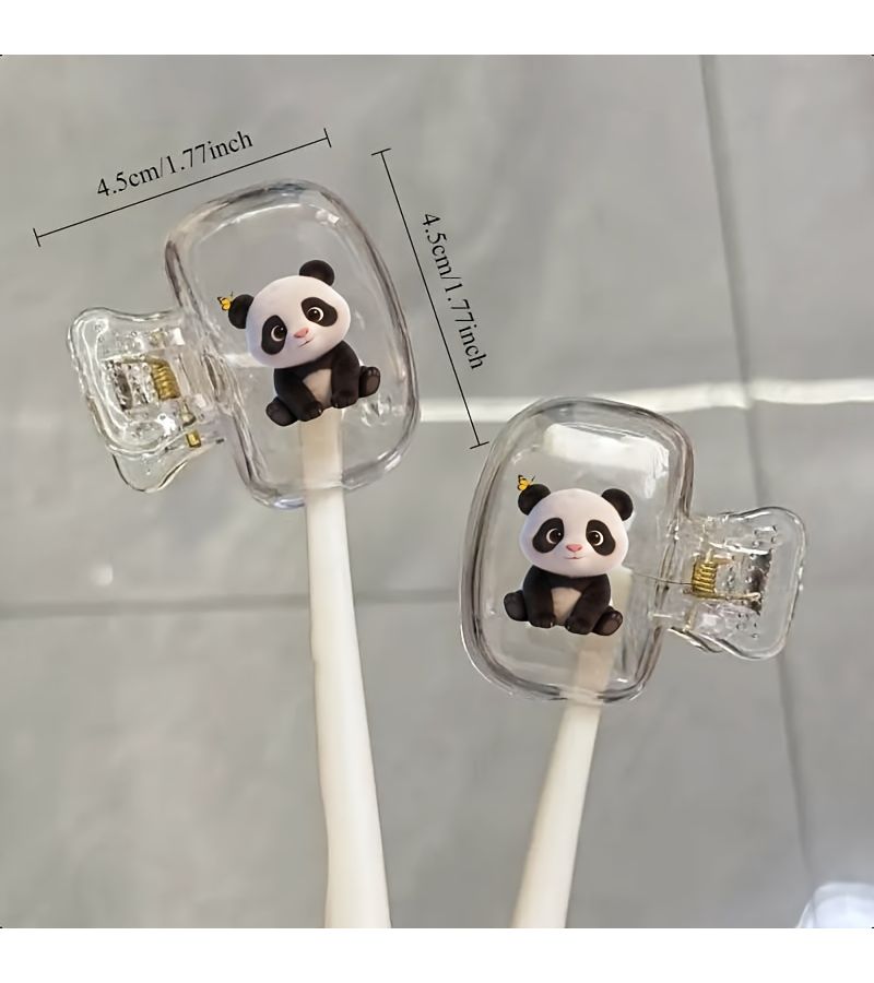 2pcs Cute Panda Toothbrush Holder Set Portable Protective Cover for Home Travel Use - Image 2