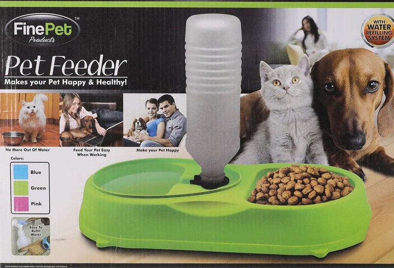Finepet® Pet Feeder Set (2 Sides Plate + Bottle) - Image 1