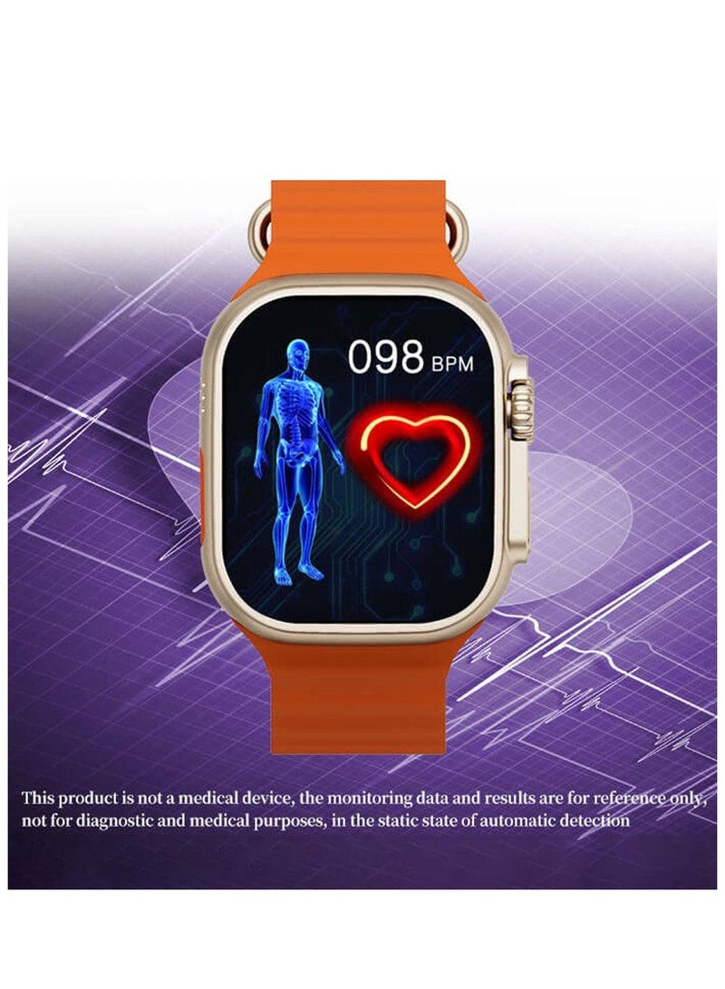 W&O W&O X9 ultra 2 - Super AMOLED Screen - Smart Watch (49mm/2.2inch) Full Screen | Space Aluminum Case | Wireless Charge (Orange)  - Image 3