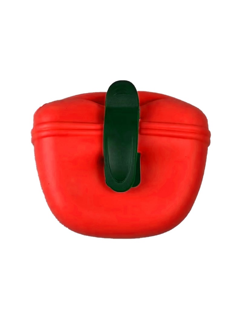 AROAQ Treat Bag For Dogs, Lightweight Silicone Dog Training Bag, Eco Friendly Portable Pet Feeding Bag, Easy To Use Puppy Reward Training Pouch With Magnetic Closure And Waist Clip, (Red, Pack Of 2pcs) - Image 1