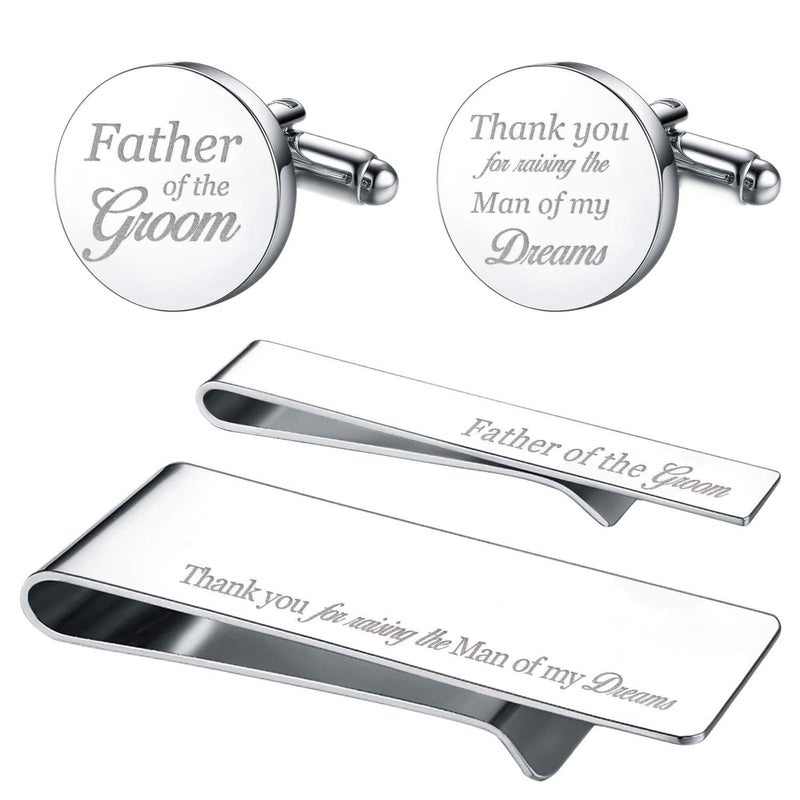 BodyJ4You Cufflinks, Tie Bar, Money Clip - Father of Groom Always Your Little Girl - Gift Wedding Day from Bride - Stainless Steel Men's Cuff Links - Image 1