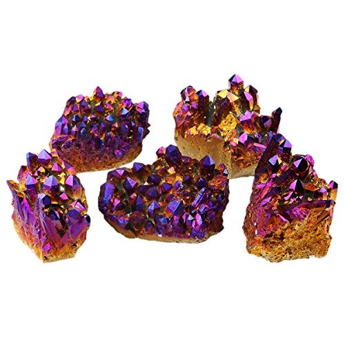 Rockcloud Natural Titanium Coated Crystal Quartz Purple Cluster Geode Druzy Home Decoration Gemstone Specimen - Image 3