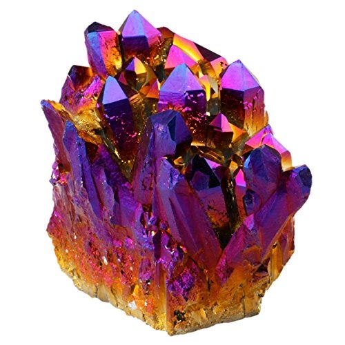Rockcloud Natural Titanium Coated Crystal Quartz Purple Cluster Geode Druzy Home Decoration Gemstone Specimen - Image 5