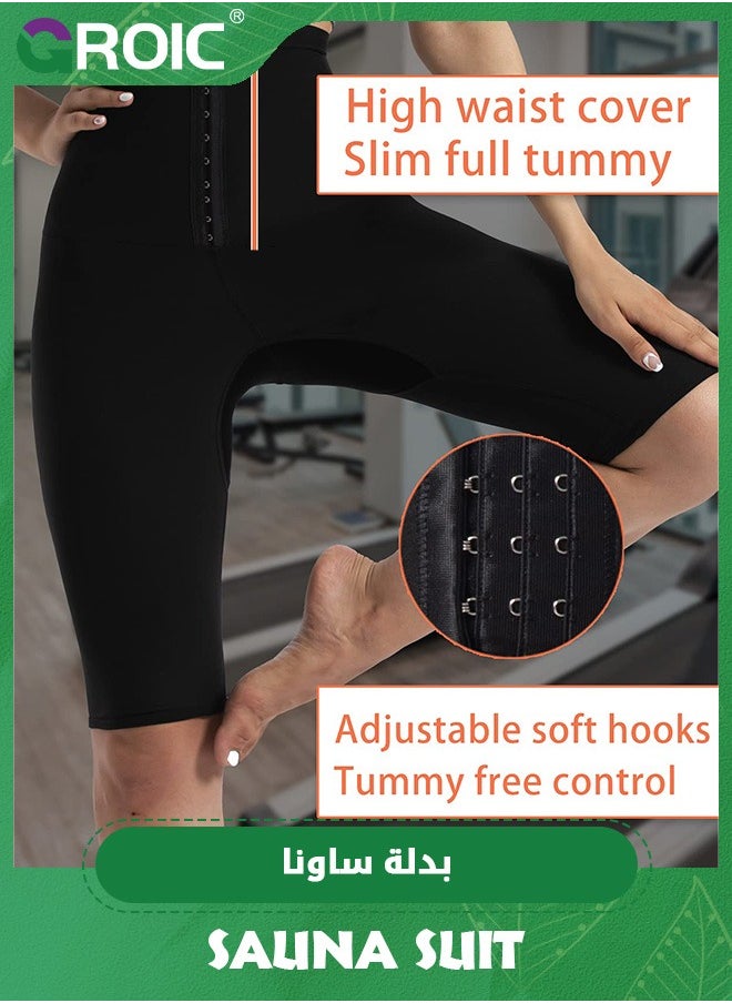 GROIC Sauna Pants Women Sweat Capris Slimming Leggings,High Waist Workout Body Shaper Suits,Workout Exercise Body Shaper Thighs,Lower Body Shaper Sweatsuit Exercise Fitness  - Image 5