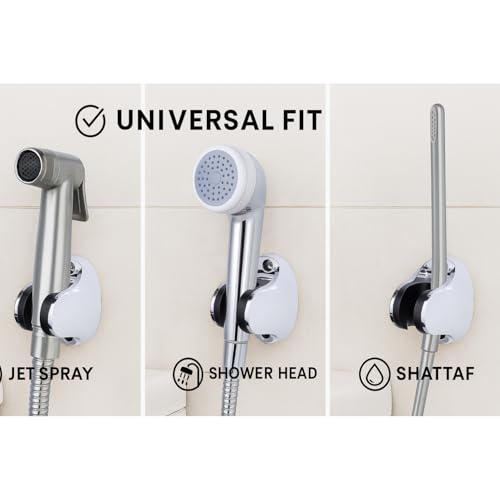 WOYO Wall Mounted Jet Spray Holder for Bathroom – Durable ABS Plastic, Chrome Finish, Universal Fit for Health Faucet, Shower Head & Shattaf – Easy Installation with Screws & Wall Plugs - Image 2
