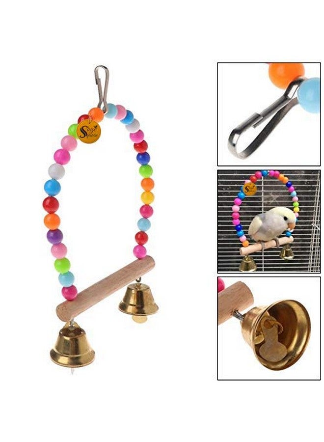 Sage Square Playful Natural Wood Bead Hanging Hammock Swing Toy Cage Accessories for Cockatiel, Lovebird, Budgerigar, Canary, Budgeri Birds (Small & Medium Birds) - Image 4