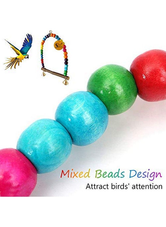 Sage Square Playful Natural Wood Bead Hanging Hammock Swing Toy Cage Accessories for Cockatiel, Lovebird, Budgerigar, Canary, Budgeri Birds (Small & Medium Birds) - Image 2