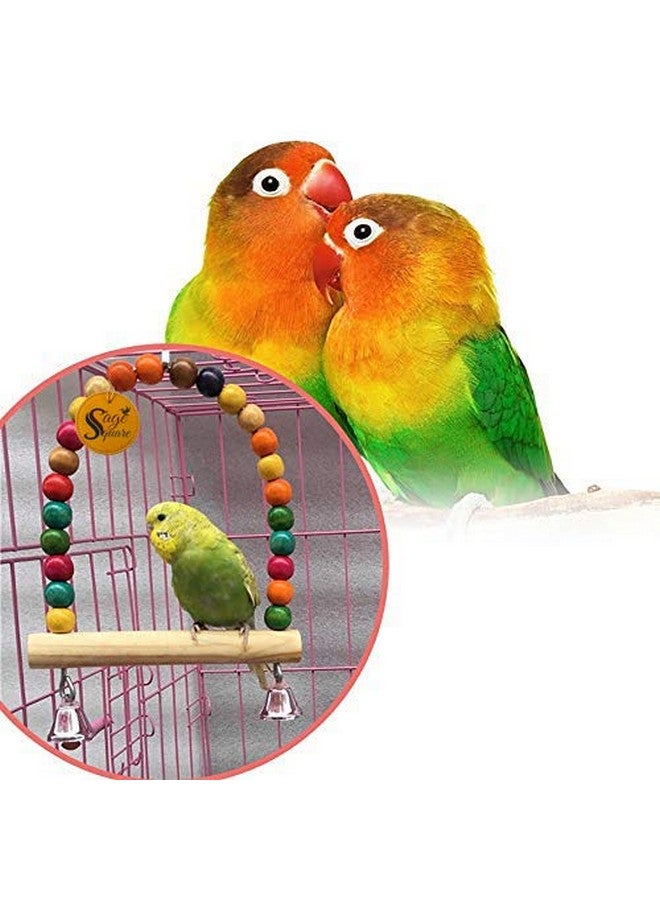 Sage Square Playful Natural Wood Bead Hanging Hammock Swing Toy Cage Accessories for Cockatiel, Lovebird, Budgerigar, Canary, Budgeri Birds (Small & Medium Birds) - Image 3