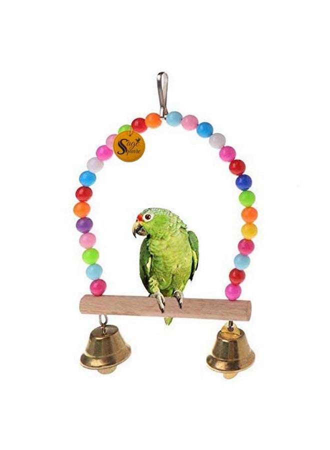 Sage Square Playful Natural Wood Bead Hanging Hammock Swing Toy Cage Accessories for Cockatiel, Lovebird, Budgerigar, Canary, Budgeri Birds (Small & Medium Birds) - Image 1