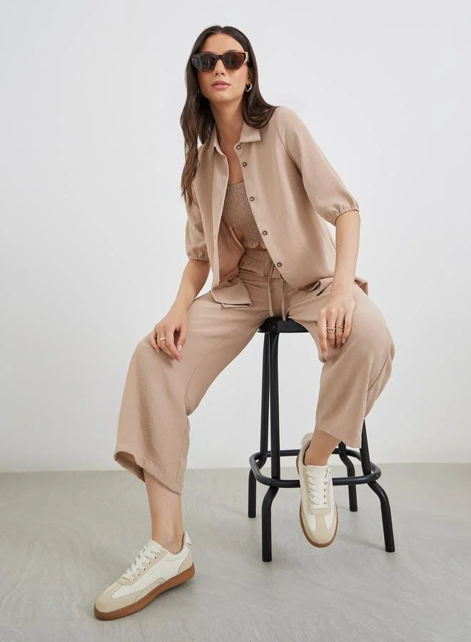 تايك تو Take Two Pack of 3 - Solid Longline Shirt, Bandeau Top and Pants Co-Ords