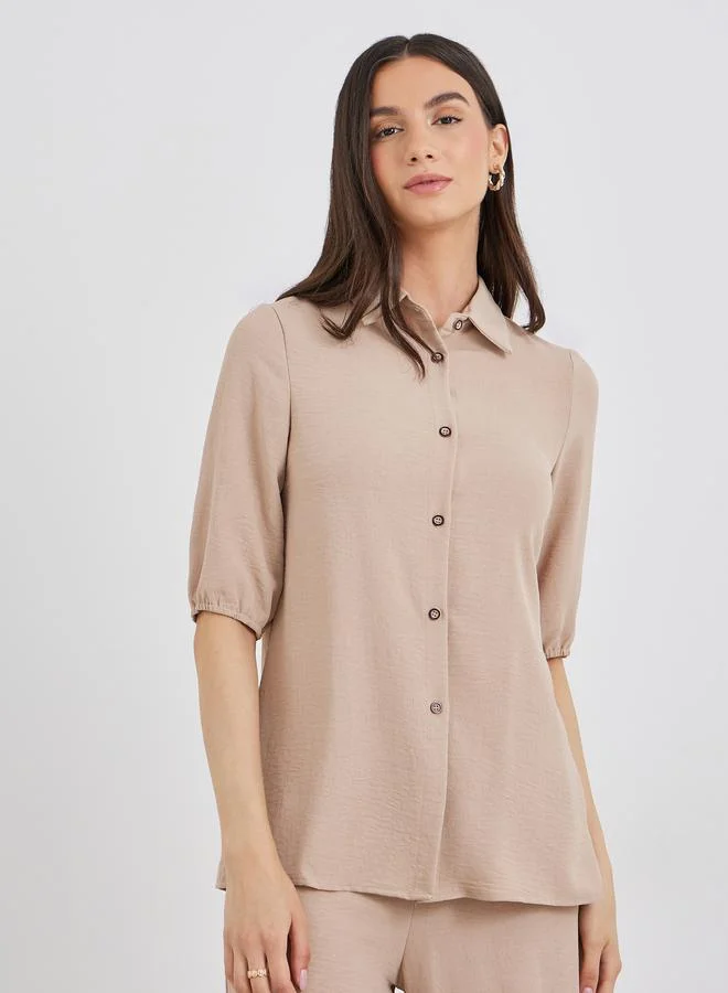 Styli Styli Pack of 3 - Solid Longline Shirt, Bandeau Top and Pants Co-Ords