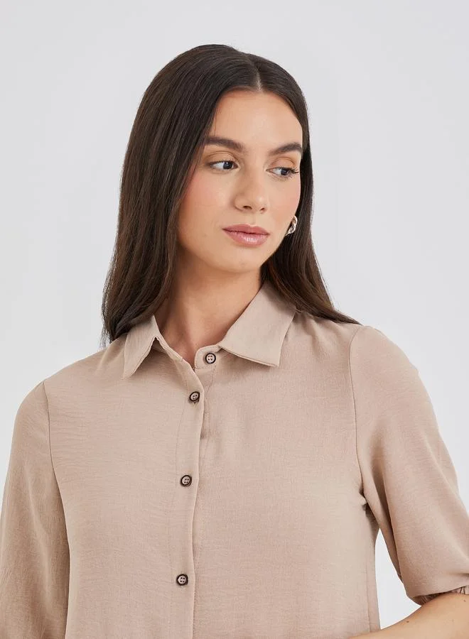 Styli Styli Pack of 3 - Solid Longline Shirt, Bandeau Top and Pants Co-Ords