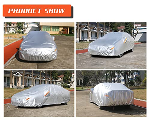 Kayme Car Covers for Automobiles Waterproof All Weather Sun Uv Rain Protection with Zipper Mirror Pocket Fit Toyota Camry, Honda Accord/Civic, Nissan Altima, Kia K5 etc.(186 to 193 Inch) 3XL - Image 5