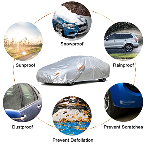 Kayme Car Covers for Automobiles Waterproof All Weather Sun Uv Rain Protection with Zipper Mirror Pocket Fit Toyota Camry, Honda Accord/Civic, Nissan Altima, Kia K5 etc.(186 to 193 Inch) 3XL - Image 4