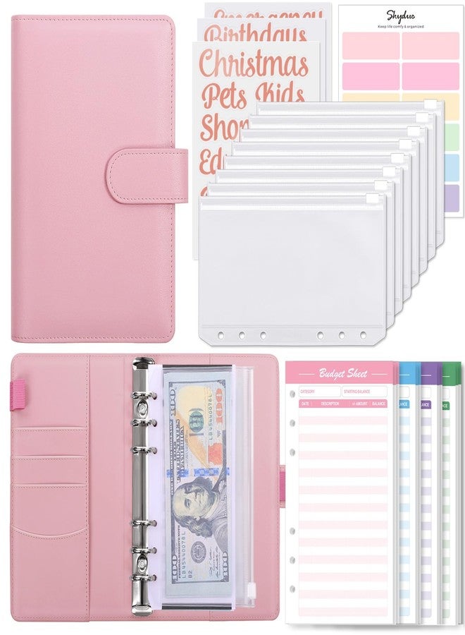 SKYDUE Budget Binder with 8pcs Zipper Envelopes,Money Organizer with 12pcs Expense Sheets & 24 Rose Gold Sticky Labels,Budget Organizer for Cash - Image 1