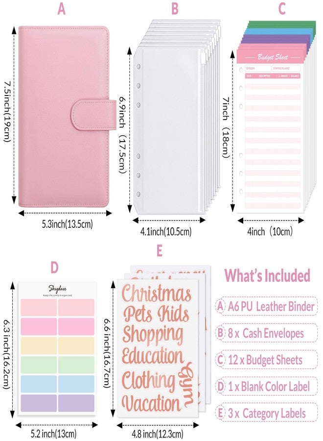 SKYDUE Budget Binder with 8pcs Zipper Envelopes,Money Organizer with 12pcs Expense Sheets & 24 Rose Gold Sticky Labels,Budget Organizer for Cash - Image 4