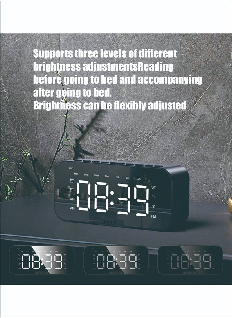 Portable Bluetooth Speakers Subwoofer Stereo Speaker  Wireless Wired Universal Bluetooth Card Speaker P6 Clock Alarm Clock Speaker Desktop Gift Ornament Speaker White
