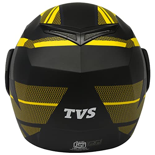 TVS خوذة TVS ISI DOT معتمدة قابلة للطي، بتشطيب مطفي، مع واقي شفاف، باللون الأصفر، مقاس L للرجال والنساء - Image 5
