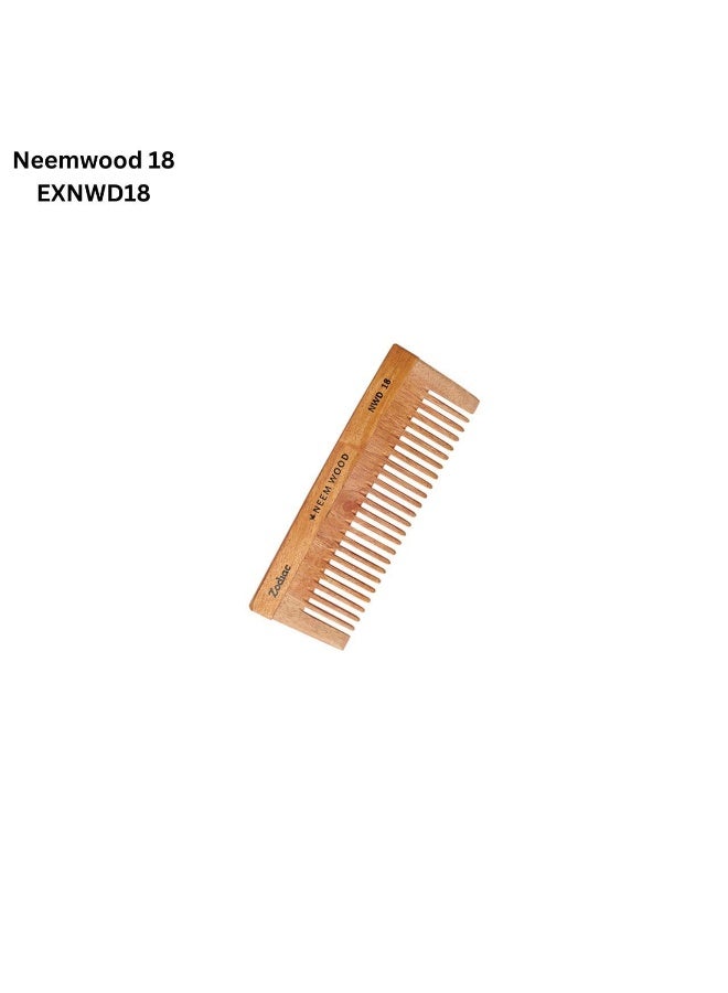 زودياك مشط شعر من خشب النيم من زودياك لنمو الشعر، ومكافحة القشرة، وتقليل تساقط الشعر | أسنان عريضة ورفيعة EXNWD18