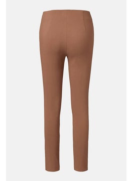 Tchibo Women Slim Fit Plain Stretch Pant, Rust  - Image 2